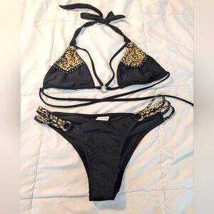 Bahimi gold leopard bikini with scrunch butt